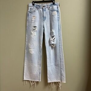 Rag & Bone Womens Logan Mid-Rise Wide Leg Jeans Sz 29 Distressed Festival Casual